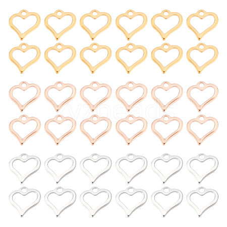 DICOSMETIC 60Pcs 3 Colors 304 Stainless Steel Open Heart Charms STAS-DC0007-60-1