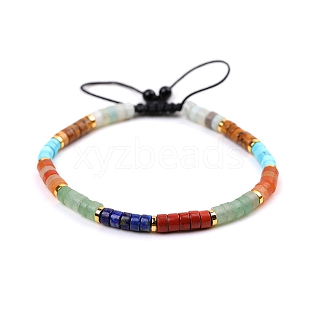 Natural Mixed Gemstone Braided Bead Bracelets for Women PW-WG20352-07-1