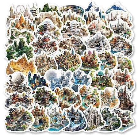 50Pcs Mini 3D Landscape PVC Self Adhesive Cartoon Stickers STIC-B001-18-1