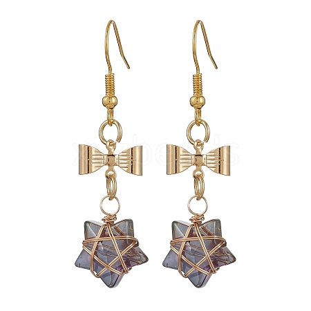 Glass Star Dangle Earrings EJEW-JE05548-01-1