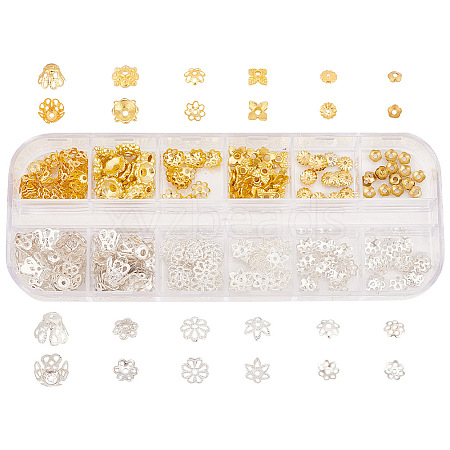 ARRICRAFT 240Pcs 12 Style Alloy & Iron & Brass Bead Caps DIY-AR0003-75-1