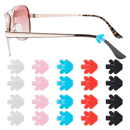 DELORIGIN 20 Pairs 5 Colors Arrow Silicone Eyeglasses Ear Grips Sleeve Holder AJEW-DR0001-20-1