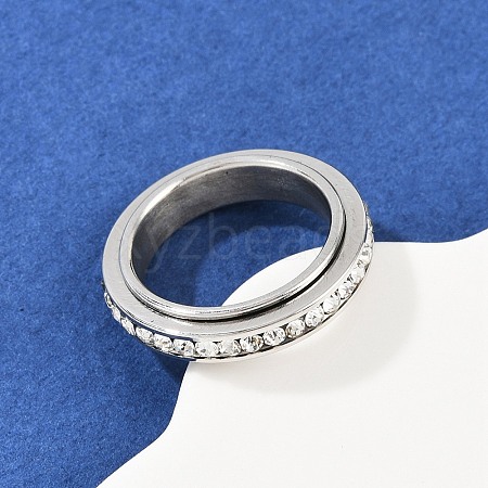 304 Stainless Steel Rhinestone Rotating Finger Rings RJEW-A074-01B-P-1