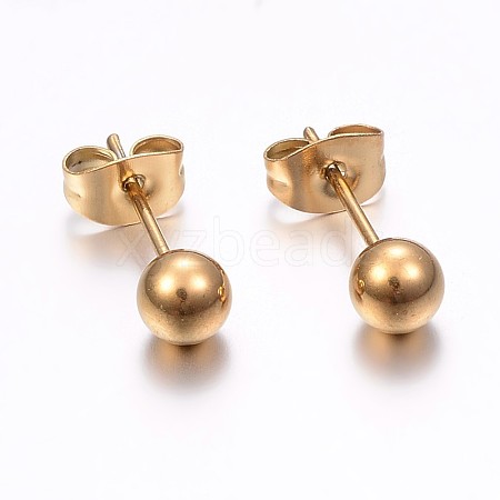 304 Stainless Steel Stud Earrings EJEW-H353-03G-3MM-1