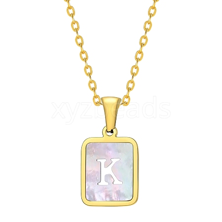 Shell Rectangle Pendant Initial Necklaces PW-WGEBFCF-11-1