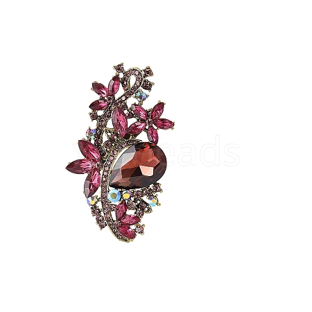 Flower Alloy & Glass Brooch PW-WGC0DFD-03-1