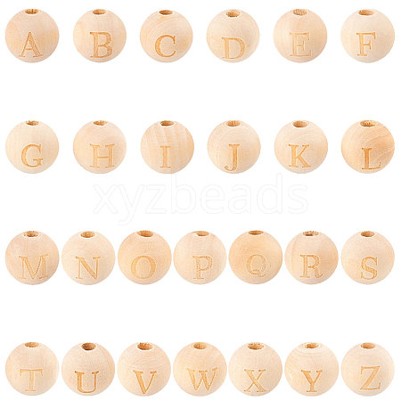 SUNNYCLUE 52 Pcs 26 Styles Unfinished Natural Wood European Beads WOOD-SC0001-32-1