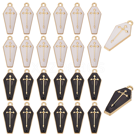 40Pcs 2 Colors Alloy Enamel Pendants ENAM-ME0001-06-1