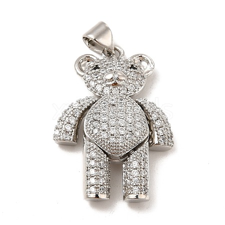 Brass Micro Pave Cubic Zirconia Pendants KK-E077-01P-04-1