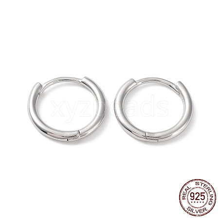 Rhodium Plated 925 Sterling Silver Huggie Hoop Earrings EJEW-K258-19C-P-1