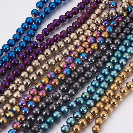 Electroplate Non-Magnetic Synthetic Hematite Beads G-F585-A-8mm-1