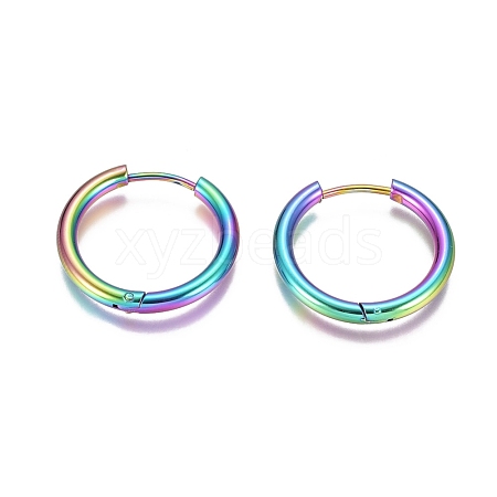 Ion Plating(IP) 304 Stainless Steel Huggie Hoop Earrings EJEW-G272-01-16mm-M-1