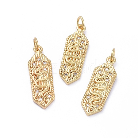 Brass Micro Pave Cubic Zirconia Pendants ZIRC-G163-24G-1