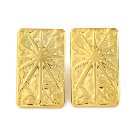 Ion Plating(IP) 304 Stainless Steel Rectangle with Sun Stud Earrings EJEW-D281-27G-1