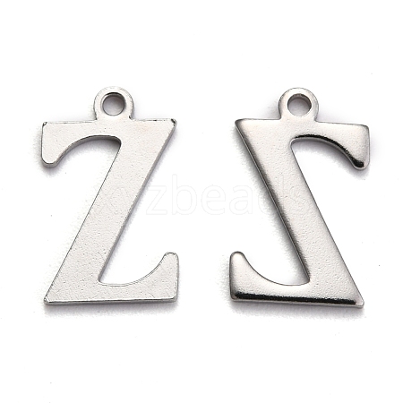 Tarnish Resistant 304 Stainless Steel Alphabet Charms STAS-H122-Z-P-1