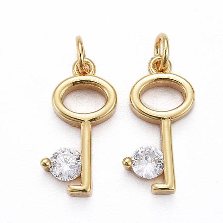 Brass Micro Pave Clear Cubic Zirconia Pendants ZIRC-Z010-19G-1