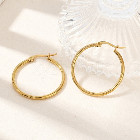 PVD Vacuum Plating 201 Stainless Steel Hoop Earrings for Women EJEW-G260-02A-G-1