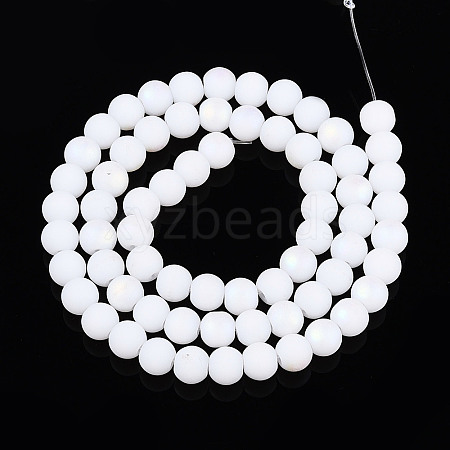 Frosted Opaque Glass Beads Strands GLAA-T032-P6mm-MBB02-1
