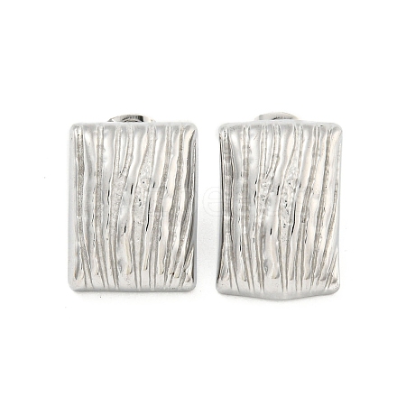 Non-Tarnish Rectangle 304 Stainless Steel Ear Studs EJEW-L290-012P-1