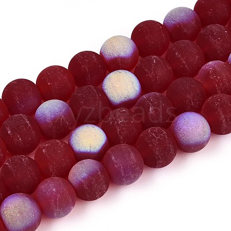 Frosted Transparent Glass Beads Strands GLAA-T032-T8mm-MBB20-1