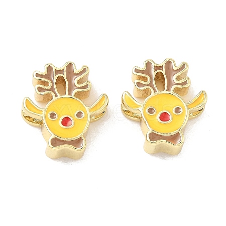 Christmas Brass Enamel Beads KK-I474-G04-1