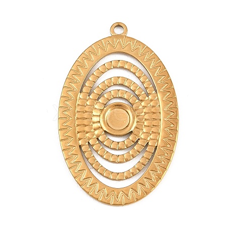 304 Stainless Steel Pendant Cabochon Settings STAS-L313-07G-1