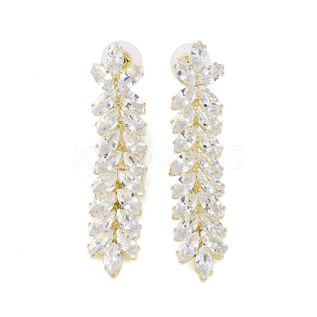 Brass Micro Pave Cubic Zirconia Stud Earrings EJEW-B046-20G-1