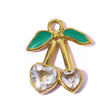 304 Stainless Steel Cubic Zirconia Pendants STAS-OY015-37G-1