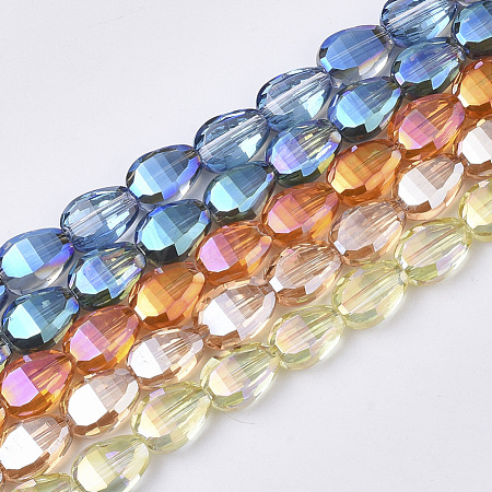Electroplate Transparent Glass Beads Strands EGLA-T020-04-1