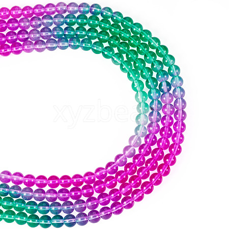 2 Strands Baking Paint Transparent Glass Beads DGLA-TA0001-20C-1