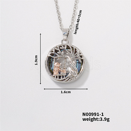 Shiny Gradient Crystal Tree Pendant Necklace with Full Drilling Portrait GP0067-1-1
