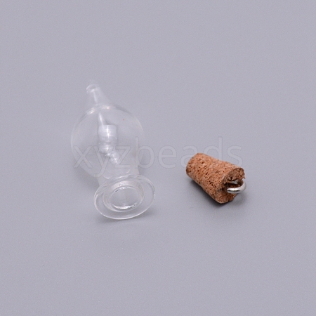 Empty Glass Wishing Bottle Pendants GLAA-WH0025-08-1