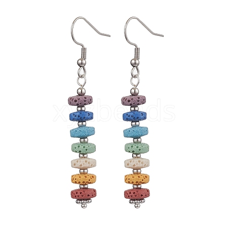 Natural Lava Rock Dangle Earrings EJEW-TA00536-02-1