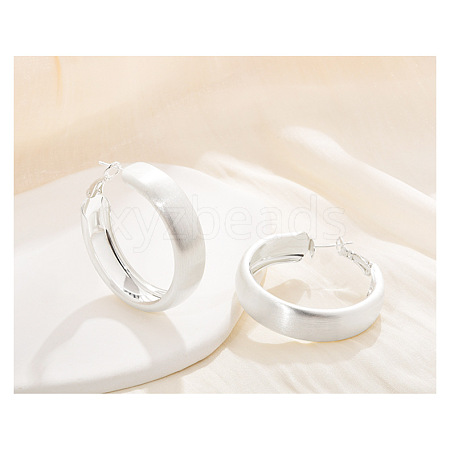 Brass Ring Hoop Earrings for Women EJEW-A121-17B-S-1