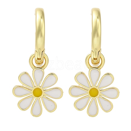 Rack Plating Flower Brass Hoop Earrings EJEW-H016-27G-01-1