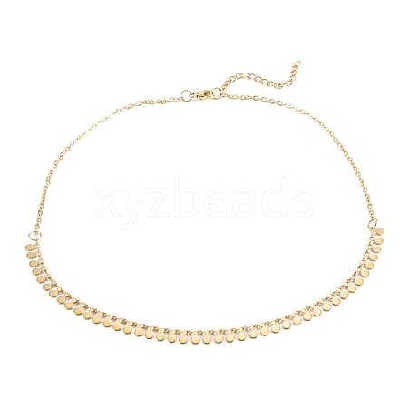 Vacuum Plating 304 Stainless Steel Flat Round Pendant Necklaces NJEW-M187-02G-1