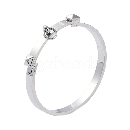 Tarnish Resistant Ring with Square 304 Stainless Steel Bangles BJEW-G700-04P-1