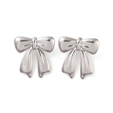 Non-Tarnish Bowknot 304 Stainless Steel Stud Earrings for Women EJEW-L272-026P-02-1