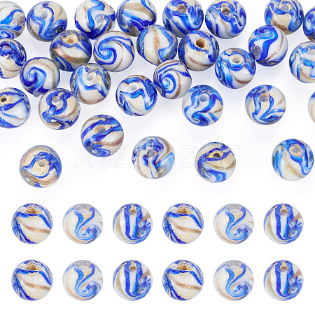 30Pcs Handmade Gold Sand Lampwork Beads LAMP-TA0002-37B-1