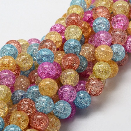 Crackle Glass Round Beads Strands CCG-E001-6mm-02-1