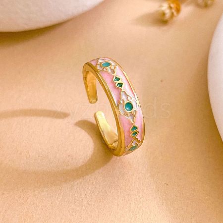 Brass Enamel Cuff Open Rings for Women WG44DD4-01-1