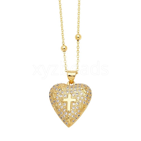 Brass Micro Pave Cubic Zirconia Pendant Necklaces PW-WG68744-02-1