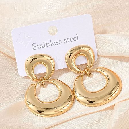 Ring 304 Stainless Steel Dangle Stud Earrings EJEW-L287-073G-1