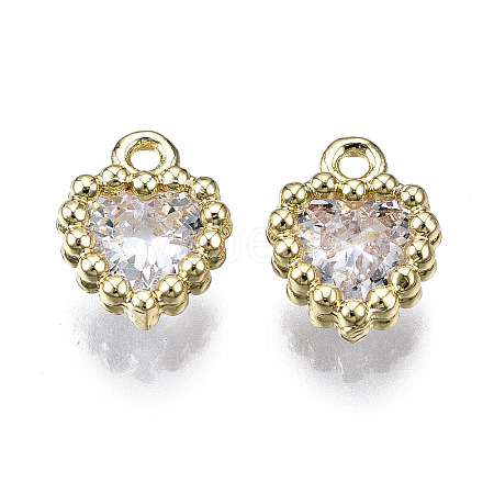 Brass Inlaid Clear Cubic Zirconia Charms ZIRC-S069-048A-G-1