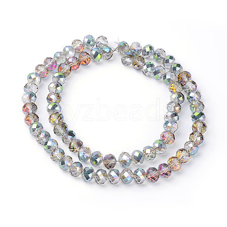 Electroplate Glass Faceted Rondelle Beads Strands X-EGLA-D020-10x8mm-15-1