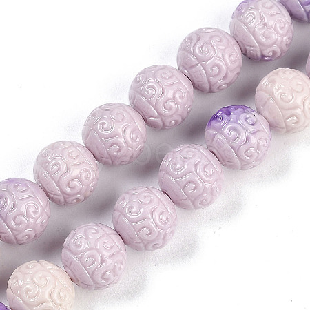 Synthetic Shell Dyed Carved Beads Strands SHEL-K007-12-1