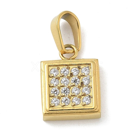 Ion Plating(IP) 304 Stainless Steel Micro Pave Cubic Zirconia Pendants STAS-Z107-02G-06-1