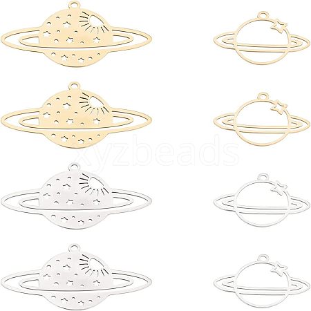 Unicraftale 8Pcs 4 Style Ion Plating(IP) 201 Stainless Steel Pendants STAS-UN0027-63-1