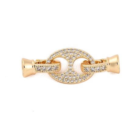 Brass Pave Clear Cubic Zirconia Fold Over Clasps KK-Z066-01G-1