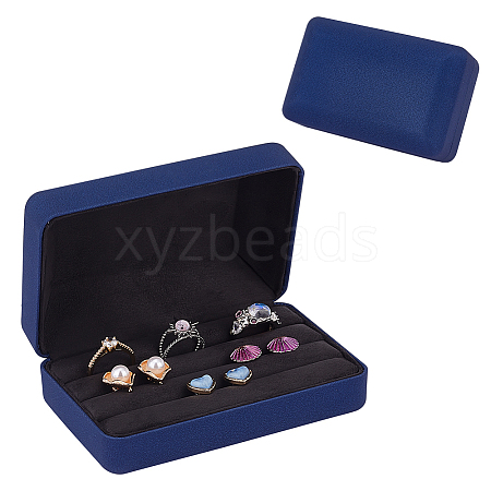 3-Slot Rectangle PU Leather Finger Ring Display Boxes CON-WH0099-10A-1